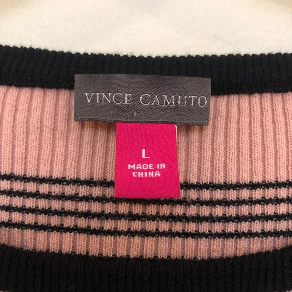 🍁Vince Camuto Colorful Striped Scoop Neck Tee L - Picture 3 of 4